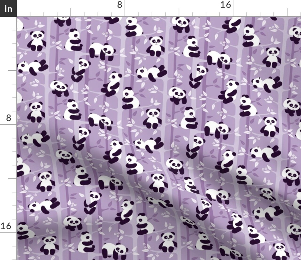 Panda Forest Lilac Small Purple China Animal Girl Bear Kids Custom Printed Fabric by Spoonflower Various Fabrics by the Yard or Fat Quarter